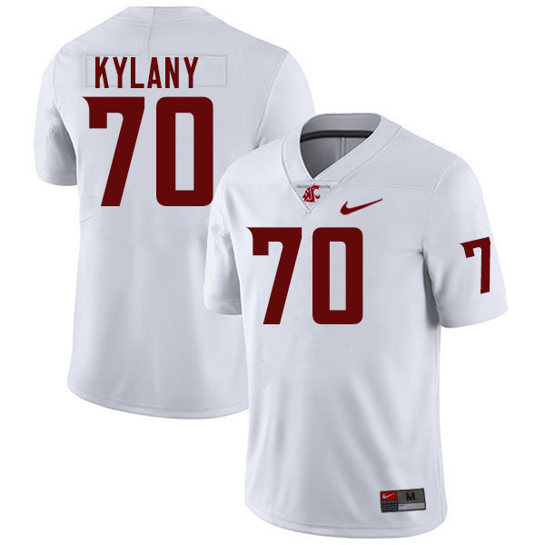 Men #70 Devin Kylany Washington State Cougars College Football Jerseys Stitched-White